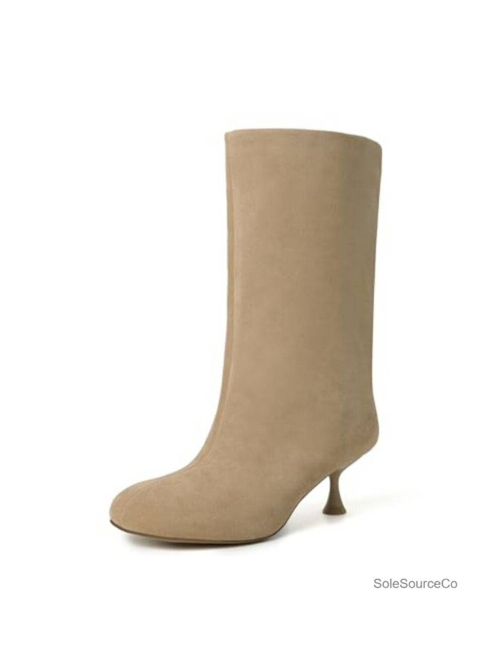 Women's Suede Wide Calf Ankle Boots Kitten Heel Slip-on Comfort Close Toe Boots